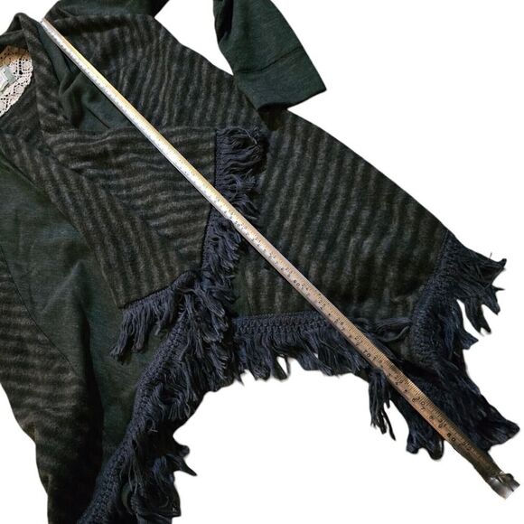 Anthropologie Saturday Sunday Green Fringe Open Front Cardigan Boho Chic SZ XS - Picture 3 of 5